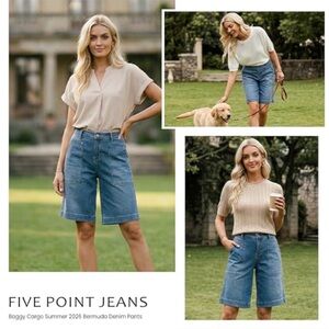 Five Point Jeans High-Rise Utility Bermuda Shorts | Size 4 | NWT